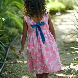 Pink Chicken NY Girls Angie Dress - Morning Glory T-Rex Pink Dinosaur Size 5